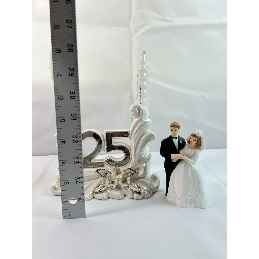 Norcrest Golden Dogwood 25th Anniversary Candle Holder W/2 Candle Lefton Figurin
